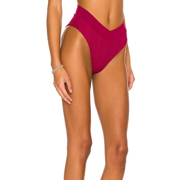 L*SPACE Court Bikini Bottom | Size S | NWT | Cabernet Wine Color | High Waist - Picture 3 of 5